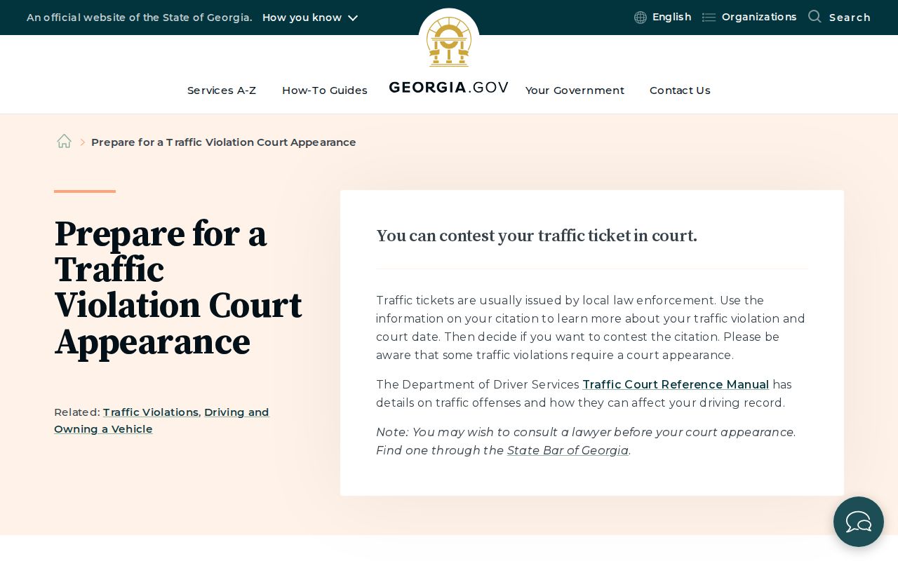 Georgia traffic appearance guidance relevant to Long County court dates