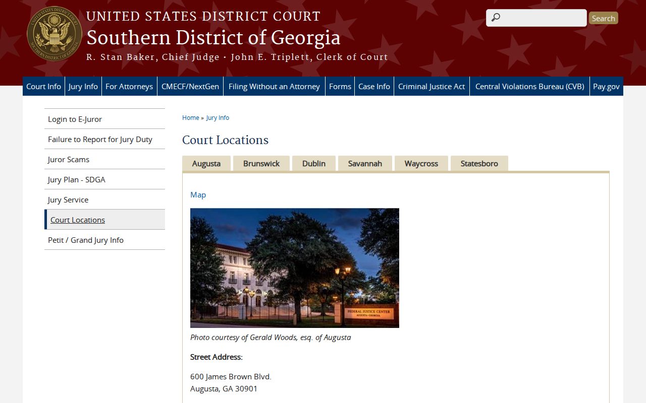 Long County federal court docket Brunswick location
