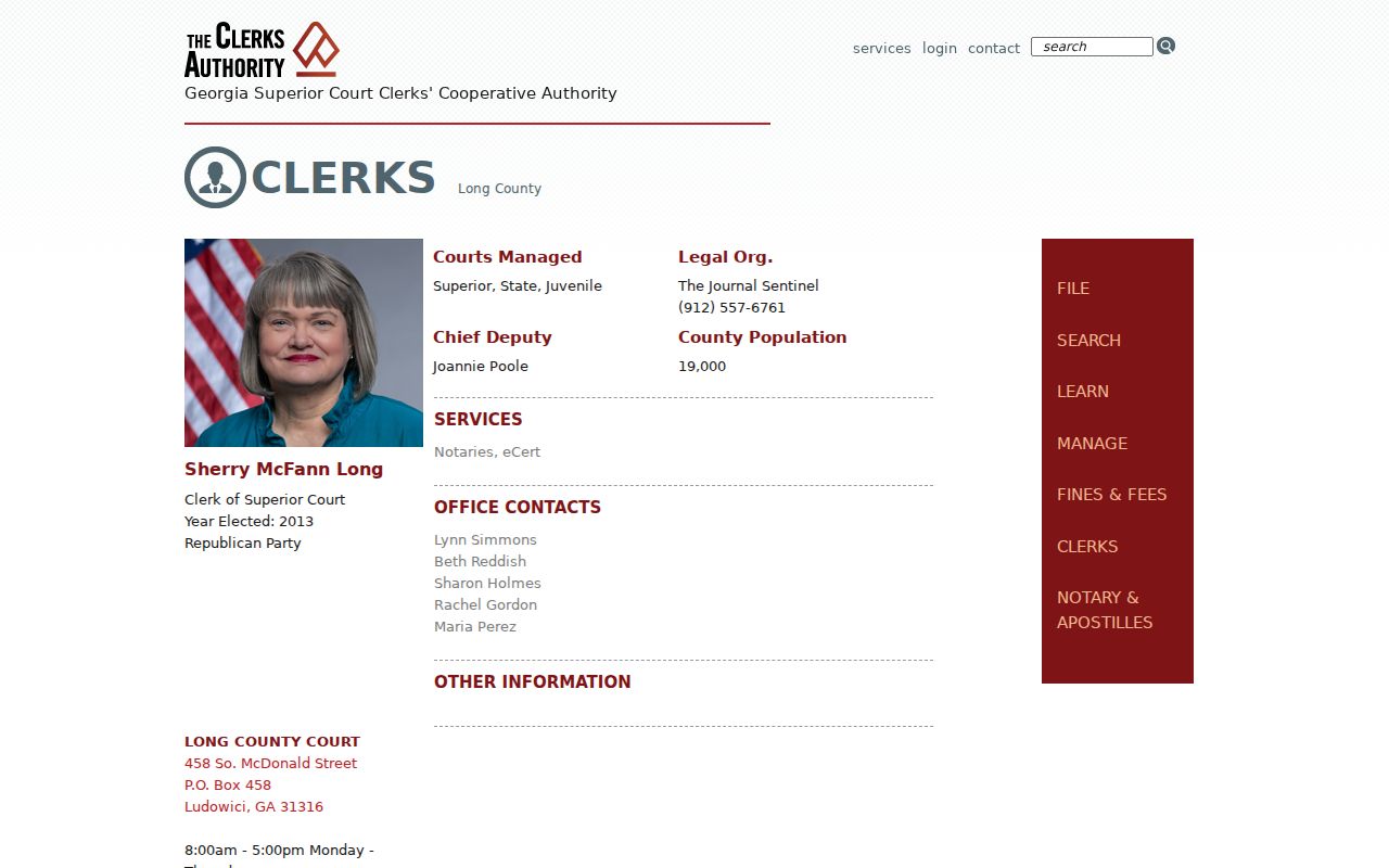 Long County court docket clerk directory
