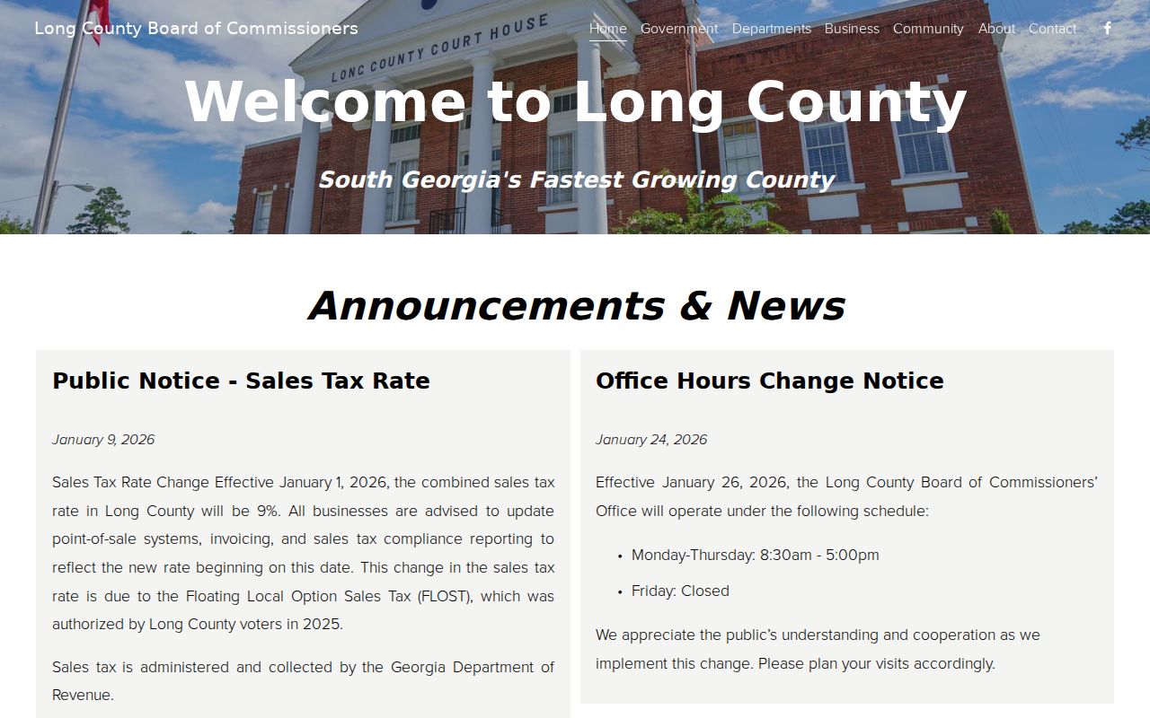 Long County court docket links on the county website